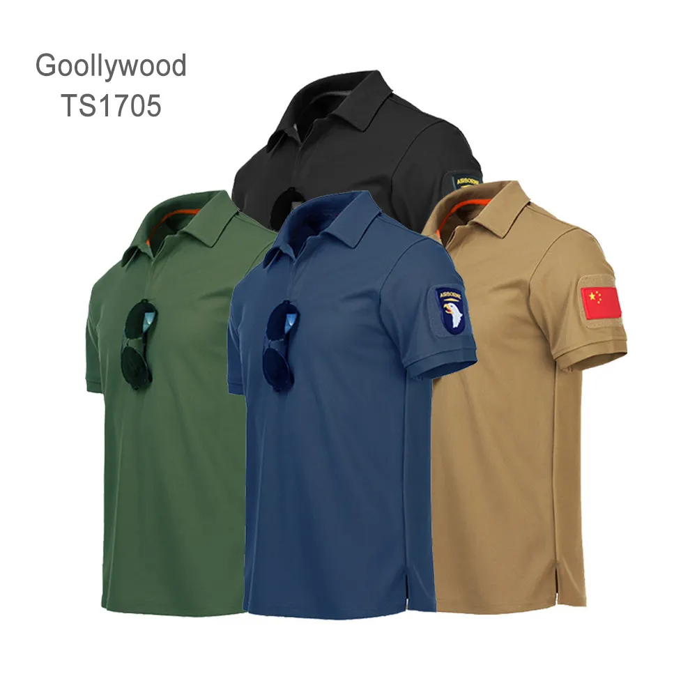 เสื้อโปโลแขนสั้นผ้าปิเก้ระบายอากาศสำหรับผู้ชาย,เสื้อคอมแบททหารกองทัพเสื้อโปโลฝึกทหารเดินป่าล่าสัตว์