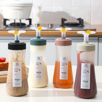 Botella de salsa PET invertida de 350 ml con tapa abatible tipo mariposa, dispensador de salsa de tomate, mostaza y aderezo para ensalada, dispensador de condimentos de plástico.