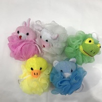 Spons Mandi Anak Ramah Lingkungan dari PE, Desain Bunga Lucu, Anti Jatuh, untuk Membersihkan dan Mengelupas Kulit, Pijat Tubuh