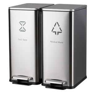 Contenedor de <span class=keywords><strong>Basura</strong></span> Público de Acero Inoxidable para Exteriores, Jardín o Calle, con Pedal, para Reciclaje, con Bolsas Incluidas - Product Image 1