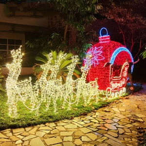 Christmas Reindeer Sleigh Lights Outdoor LED Santa Sleigh with Reindeer for Garden Lawn Winter Landscape - Product Image 6