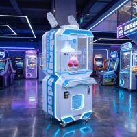 Machine de jeu d'arcade futuriste à grue à griffes LED, à monnayeur, commerciale, attrapeur de peluches