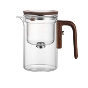 Tetera de Vidrio Resistente al Calor con Tapa de Madera e Infusor, Tetera de Vidrio para Café, Tetera Doméstica - Product Image 1