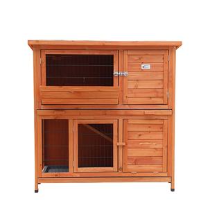Toptan özelleştirilmiş büyük ahşap tavşan kafesi iki katmanlı tel Pet ev kafes tavşan kafesi - Product Image 1
