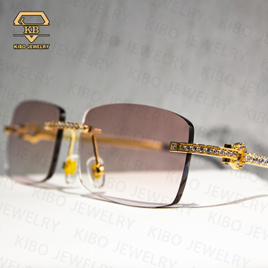 Gafas de Sol Unisex de Lujo Estilo Hip Hop, Color Personalizado, con Cristales de Circonia Cúbica VVS 5A, Montura Completa Ovalada, Protección UV400, Marca <span class=keywords><strong>KIBO</strong></span> - Product Image 6