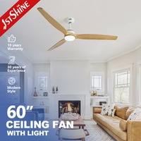Ventilateur de plafond 1stshine 60 pouces, moteur DC en cuivre pur, ventilateur de plafond moderne en bois massif avec télécommande