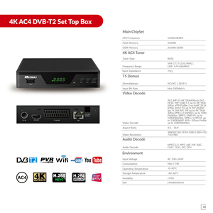 Receptor DVB-T2 <span class=keywords><strong>de</strong></span> Alta Definición 4K, Receptor <span class=keywords><strong>de</strong></span> <span class=keywords><strong>TV</strong></span> Digital con WiFi, Decodificador DVB-T2 - Product Image 4