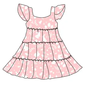 Pakaian rajutan bayi gaun ulang tahun desain Paskah tanpa lengan cetakan baru gaun rok bayi lucu 1 tahun