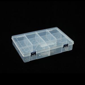 Transparent Plastic Double Lock 10 Compartment Storage Box Rectangle Blue Covered Office Organizer Desktop Drawer Organizer - Product Image 2