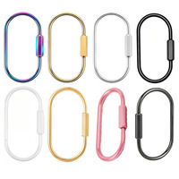 Porte-clés en laiton doré 30x60mm avec clips de verrouillage sécurisés à vis, fermoir antivol, ovale, breloque de sac, support de clés