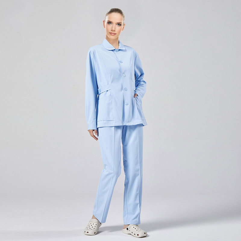 Women's blue round neck long sleeve thin top