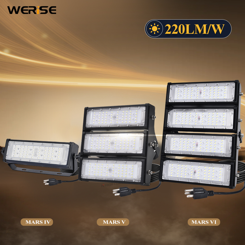 WERISE Wholesale Custom 220LM/W 11000LM AI Smart 6000K Aluminum IP66 LED Flood Light for Outdoor Advertising Boards