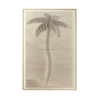 Vente en gros peinture murale relief 3D moderne, sculpture cocotier abstrait, panneau MDF, décoration maison encadrée