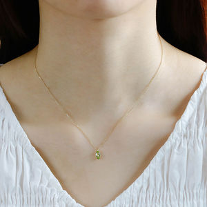 Últimas tendencias Pave CZ Luna estrella moneda collar mujer joyería piedra preciosa simplicidad gota verde peridoto collar con piedra Natura - Product Image 2
