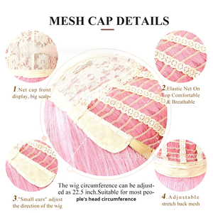 Parrucca Rosa Chiaro con Frangia Dritta, Realizzata a Macchina, <span class=keywords><strong>Capelli</strong></span> Umani <span class=keywords><strong>Veri</strong></span> - Product Image 5