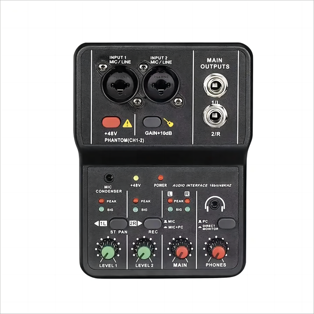 2024 Q12 Sound Card Recording Mini Interface Audio Mixer De Audio Profesional 16bit/24khz for Podcast Recording Music Instrument