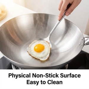 Sartén Comercial de Acero Inoxidable FLEY de Varios Tamaños, <span class=keywords><strong>Wok</strong></span> de un Solo Asa, Sartén de Cocina Engrosada para Cocinar en Cocina y Restaurante - Product Image 3