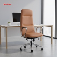 Chaise de bureau exécutive moderne à dossier haut en cuir PU et ensemble de bureau avec fonction pivotante à hauteur réglable
