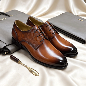 Chaussures Oxford de luxe pour hommes en cuir véritable, chaussures de ville formelles faites à la main sur mesure en cuir marron pour affaires - Product Image 5