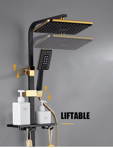 Set Pancuran mewah baja tahan karat dipoles, keran termostatik, pipa semprot lembut untuk pemanas air kamar mandi rumah Yuba - Product Image 2