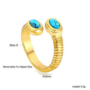 18K Gold Plated Stainless Steel Simple Snake Shape Chunky Wedding <b>Ring</b> Waterproof Jewelry <b>Open</b> Turquoise Zircon <b>Rings</b> for Women - Product Image 2