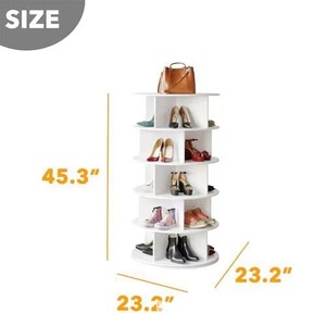 Zapatero giratorio de madera de 360 grados, torre de zapatos de varias capas para recibidor, perchero, expositor de bolsos y zapatos. - Product Image 2