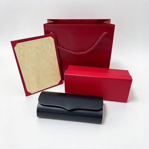 Ensemble de boîtes à lunettes en cuir PU de luxe, boîte de rangement pour lunettes avec logo personnalisé, boîte cadeau, sac cadeau et chiffon de nettoyage - Product Image 4