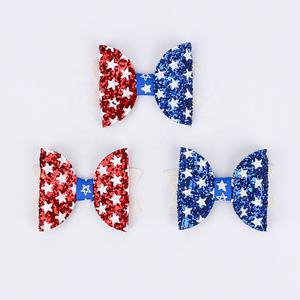 Nouvelles Épingles à Cheveux pour Enfants Thème Fête de l'Indépendance Américaine, Accessoires de Mode avec Nœud Papillon Scintillant Étoile à Cinq Branches Drapeau Américain - Product Image 1