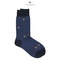 Chaussettes habillées pour hommes, bleu foncé, respirantes, fines, avec broderie hérisson, luxe léger, sophistiquées, pour usage quotidien