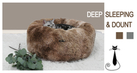 Lit rond de luxe pour chien 2026 avec design en velours et lin doux et moelleux, lit parfaitement chaud pour petits et grands chiens, chats, style mignon pour l'hiver