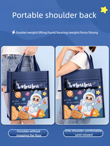 Bonito bolso de lona con cierre de cremallera, bolso de hombro Bubu, carpeta de archivos de tela, papelería, bolsa para documentos, proveedores escolares - Product Image 5