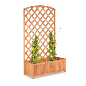 Pot de fleurs grimpant de 100 cm, planteur en bois de jardin en plein air avec treillis <span class=keywords><strong>pour</strong></span> plantes grimpantes - Product Image 1