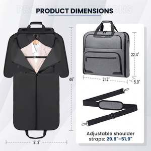 Free Sample Garment <b>Bag</b> Lightweight Water-Resistant Material Black Zipped Travel <b>Suit</b> Garment <b>Bag</b> <b>for</b> Carrying Storing Outfits - Product Image 2
