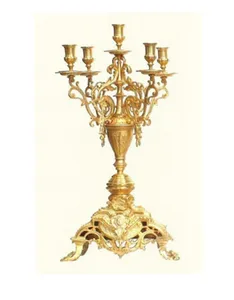 Suporte de vela/adesivo banhado a ouro, antiguidade, de cobre sólido, com 8 braços para atividade religiosa