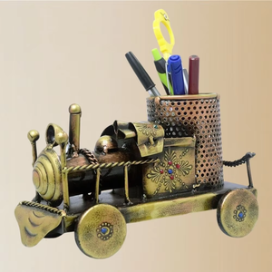 Luxury Hand painted Iron Mini <b>Engine</b> Design Pen <b>Stand</b> Modern Multicolor Stylish Desk Organizer Decorative Pen Holder - Product Image 1