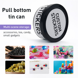 Boîte de conserve ronde en métal personnalisée avec couvercle pour le thé, les bonbons et les accessoires - Product Image 1