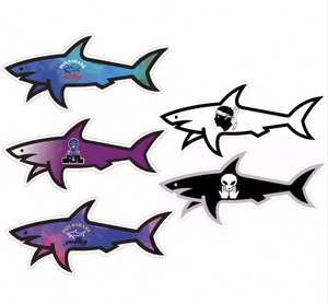 25 Nouveaux Autocollants Décoratifs Imprimés UV en PVC Imperméables, Style Dessin Animé Drapeau Requin 'New Bineece Paul' Autocollant Marseille - Product Image 4