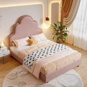2026 Modernes Prinzessinnen-Kinderbett aus Holz mit Weichleder, Doppelbett für Mädchen und Jungen - Product Image 4