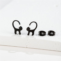 Mode Happy Kitty boucles d'oreilles pour femmes dessin animé Animal chat boucles d'oreilles hypoallergénique oreille bijoux