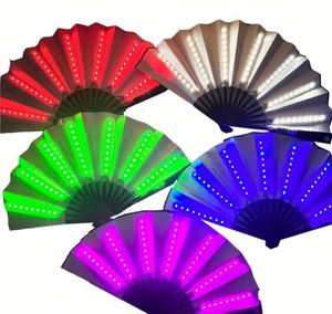 Abanicos Plegables de Bambú Pintados Tradicionales con LED de 33 cm, Abanicos de Mano Iluminados para Decoración de Fiestas Nocturnas, Venta al Por Mayor - Product Image 3