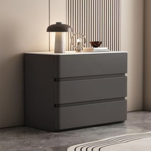 Mesa <span class=keywords><strong>de</strong></span> <span class=keywords><strong>Noche</strong></span> Moderna <span class=keywords><strong>de</strong></span> Madera <span class=keywords><strong>de</strong></span> Pino con <span class=keywords><strong>Tres</strong></span> <span class=keywords><strong>Cajones</strong></span> y Tiradores Ocultos, Resistente a los Arañazos, para Almacenamiento en la Sala <span class=keywords><strong>de</strong></span> Estar - Product Image 4