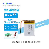 Batterie liquide certifiée LN pour KC UN38.3 (EU)2023 1542, 3.7V 400mAh 403040, 500 cycles, -20 à 65°C