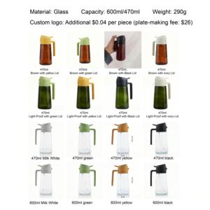 470ml 600ml 2-en-1 Premium PET Distributeur d'huile Bouteille <span class=keywords><strong>Flip</strong></span> Top Cap Forme de cylindre pour la cuisson et le pulvérisateur d'huile d'olive - Product Image 6