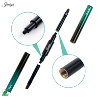 Lot de 24 pinceaux détachables pour nail art, manche métallique, couleur dégradée, double embout, qualité professionnelle