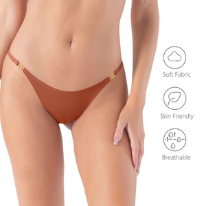 Culottes string sans couture non tissées pour femmes – Confortables, invisibles, avec logo à la taille, motif uni, respirantes et écologiques - Product Image 4