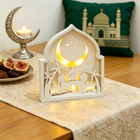 Décoration Murale Islamique Musulmane en Forme d'Arche, Lune et Étoile, Décoration de Table et de Bureau pour Fêtes, Eid Mubarak Ramadan, en Bois MDF avec Lumière LED, Logo Personnalisé, Vente en Gros