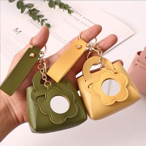 Porte-monnaie mignon en similicuir avec miroir, breloque porte-clés, sac de rangement pour accessoires de sac à main pour filles - Product Image 3
