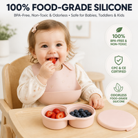 Boîte à lunch en silicone compartimentée avec couvercle hermétique, de qualité alimentaire, sans danger, non toxique, écologique