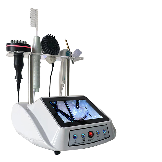 Professional 5 in 1 High Frequency Desktop Hair Scalp Analyzer Machine Care and Regrowth Tool for Head US Plug