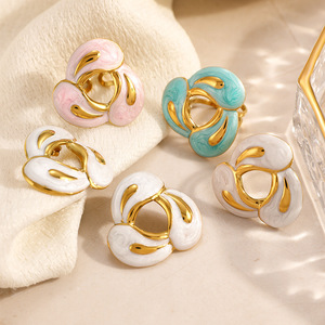 Pendientes de tuerca con diseño de ballena, chapados en oro de 18k, de acero inoxidable, para mujer, joyería de moda EH12275 - Product Image 1